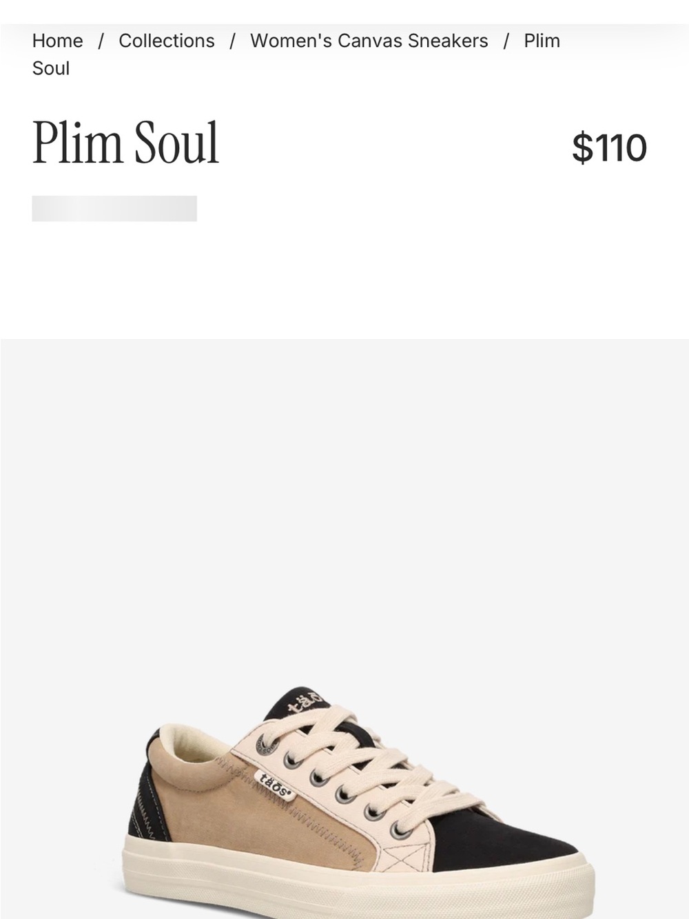 Taos Plim Soul Two-Tone Canvas Sneakers in Beige and Black